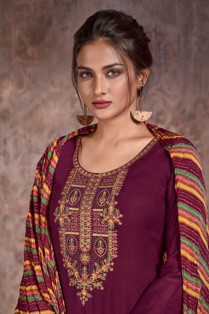 Hermitage Bandhej Fancy Ethnic Wear Designer Wholesale Dress Material
